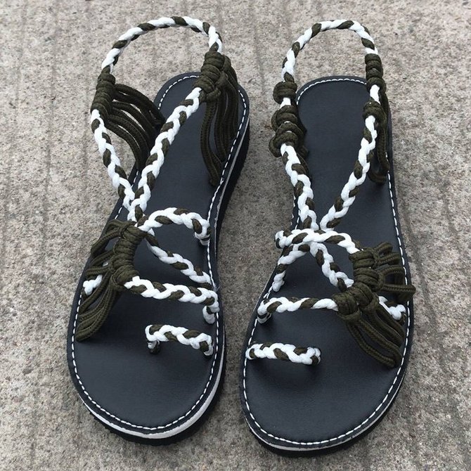 JFN  Plus Size Women Sandals Handmade Beach Flat Sandals